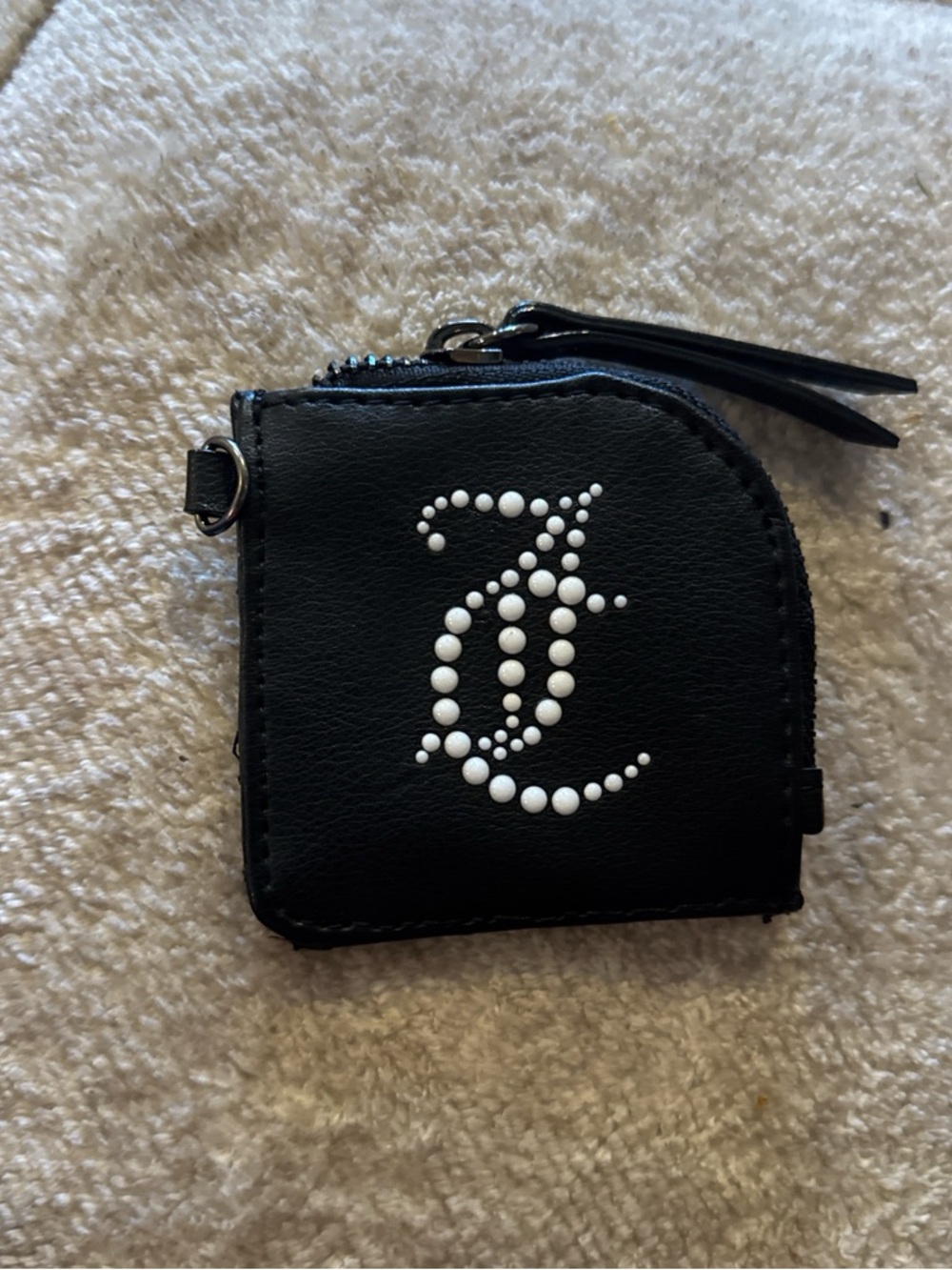 Juicy Couture Black Coin Pouch with White Stud Logo